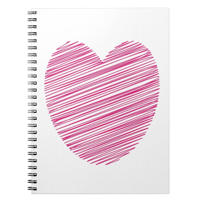 Pink Scribble Heart Spiral Notebook Notizblock (Vorderseite)