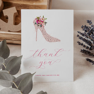 Pink-Script-Brautparty Dankeskarte