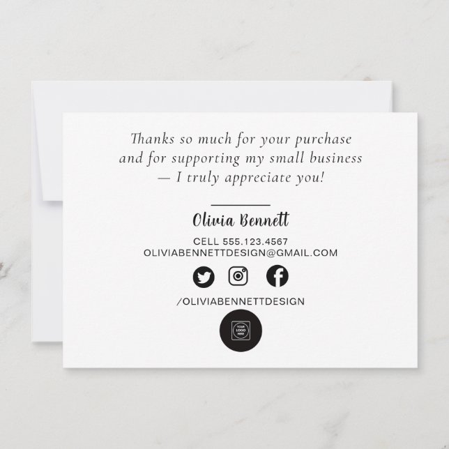 Pink Script Business Thank You Note Card Dankeskarte (Rückseite)