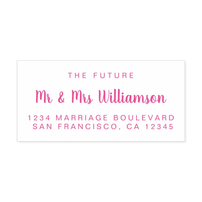 Pink Script Future Mr. Wedding Rücksendeadresse Permastempel (Design)