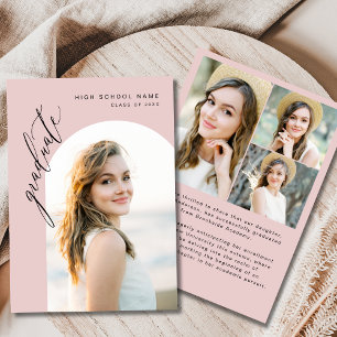 Pink Script Graduate Foto Abschluss Einladung
