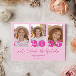 Pink Script Graduation Party 5 Foto Class Einladung
