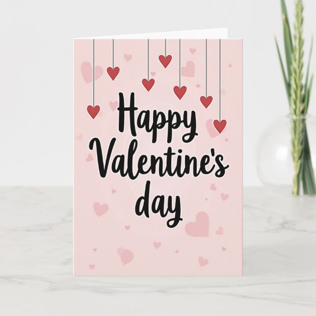 Pink Script Happy Valentines Day Card Karte (Vorderseite)