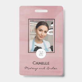 Pink Script Logo Photo Makeup Badge Ausweis