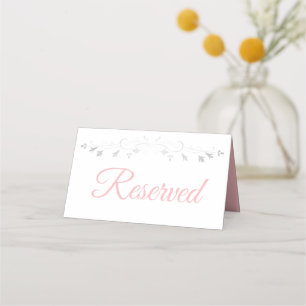 Pink Script mit Silver Border Wedding vorbehalten Platzkarte