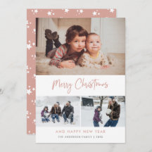 Pink Script Stars Weihnachten 3 Foto Collage