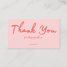 Pink Script Thank You Card Made With Love Business Visitenkarte