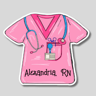 Pink Scrubs Nurgram Monogram wasserdicht Aufkleber