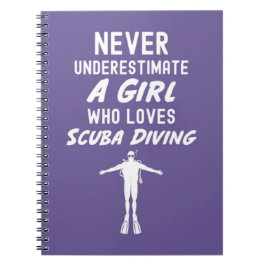 Pink Scuba Diving Gifts For Girls Diver Snorkeling Notizblock