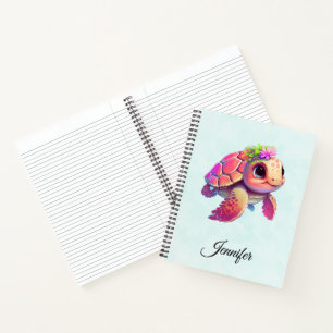 Pink Sea Turtle Whimsical & Niedlich Notizbuch