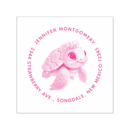 Pink Sea Turtle Whimsical & Niedlich Permastempel