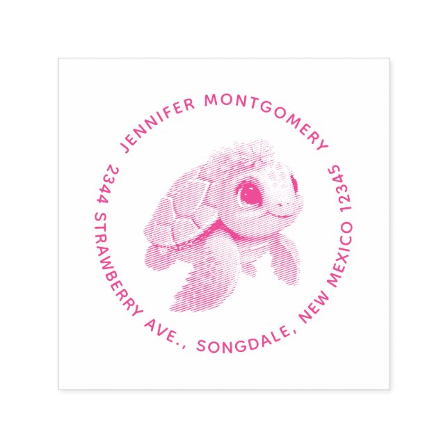 Pink Sea Turtle Whimsical & Niedlich Permastempel (Design)
