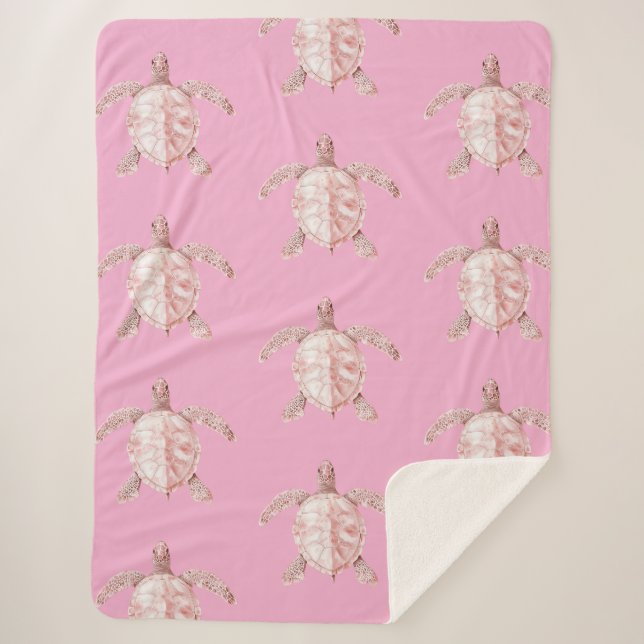 Pink Sea Turtles Sherpadecke (Vorderseite)