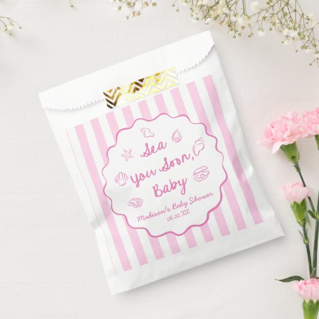 Pink Sea You Soon Baby Coastal Baby Shower Geschenktütchen (Versiegelt)