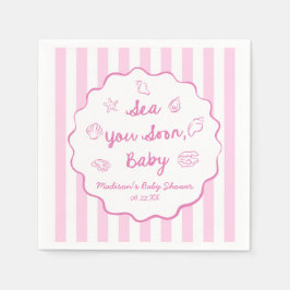 Pink Sea You Soon Baby Coastal Baby Shower Serviette