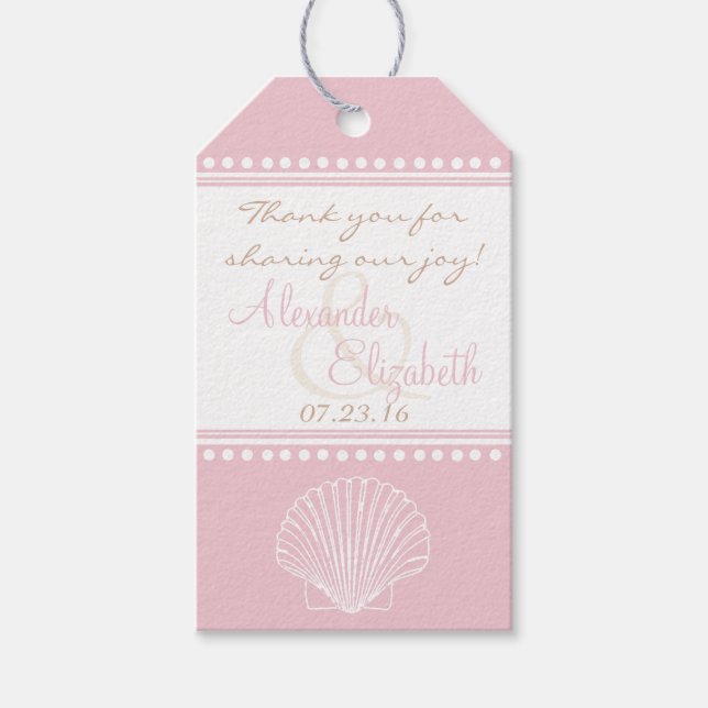 Pink Seashell Beach Wedding Guest Gefallen Vielen  Geschenkanhänger (Vorderseite)