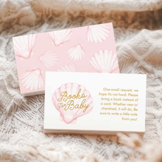 Pink Seashell Buchungsanfrage-Karte Begleitkarte (Pink Seashell Baby Shower Books for Baby Card)