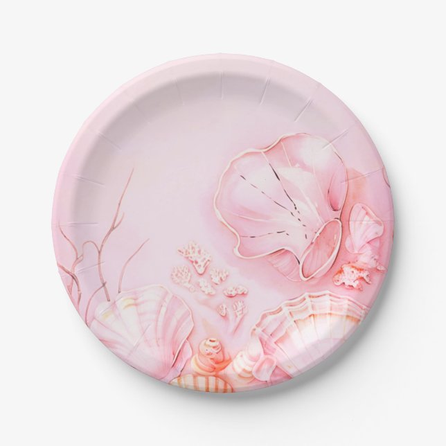 Pink Seashell Dark Pappteller (Vorderseite)