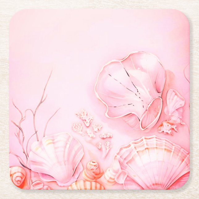 Pink Seashell Dark Rechteckiger Pappuntersetzer (Vorderseite)