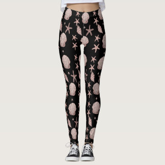 Pink Seashell Pattern - Beach Vibes Summer Design Leggings