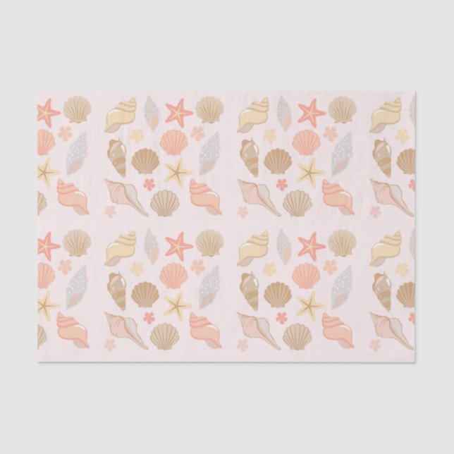 Pink Seashells Pattern Seidenpapier (Vorderseite)