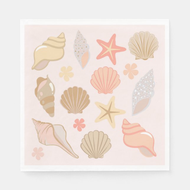 Pink Seashells Pattern Serviette (Vorderseite)