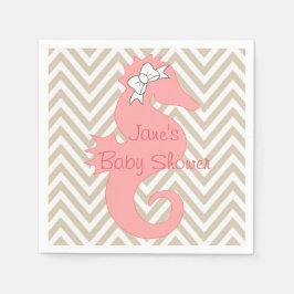 Pink Seepferd Beach Themed Baby Dusche Napkins Serviette