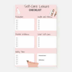 Pink Self-Care Planer - Wellness & psychische Gesu Post-it Klebezettel