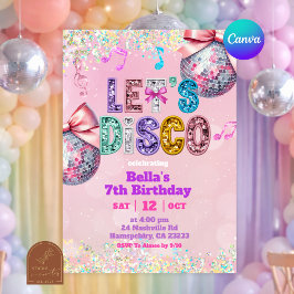 Pink Sequin Glitter Let's Disco Birthday Einladung
