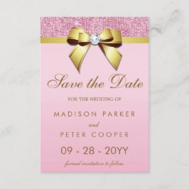 Pink Sequins Gold Bow Save the Date Hochzeit