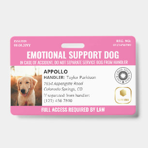 Pink Servicehund 2 Logo & Foto-ID Ausweis
