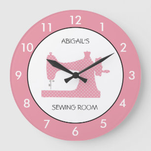 Pink Sewing Room Personalized Round Clock Große Wanduhr