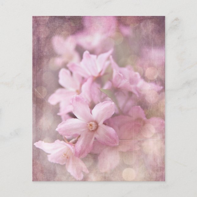 Pink Shabby Blume & Bokeh Scrapbook Ephemera (Vorderseite)
