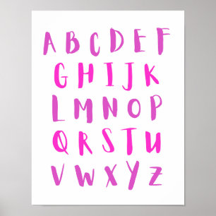 Pink Shades Alphabet Hauptstadt Letters Kids Room Poster