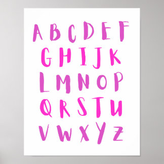 Pink Shades Alphabet Hauptstadt Letters Kids Room Poster