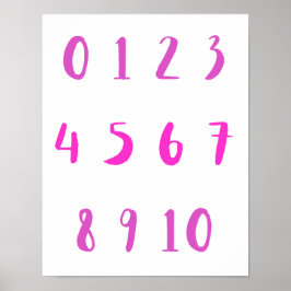 Pink Shades Numbers Zero 10 0 10 Teacher Kid Room Poster