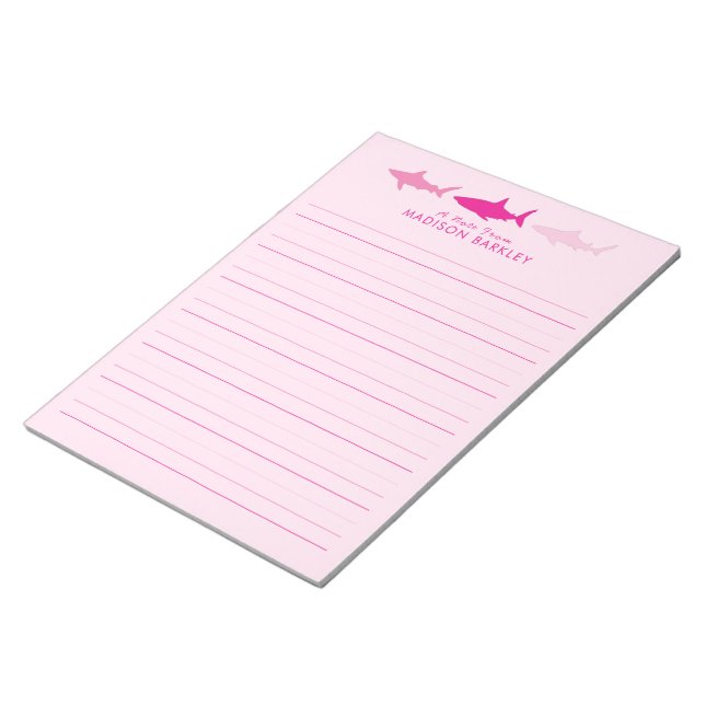 Pink Sharks Niedlich Kid's Stationary Notepad Notizblock (angewinkelt)