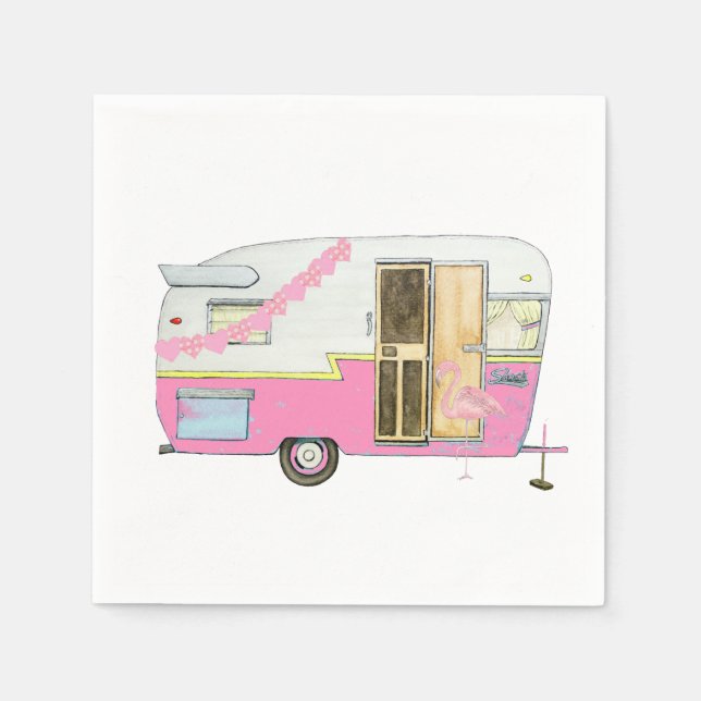 Pink She Shirt Camper Trailer Serviette (Vorderseite)