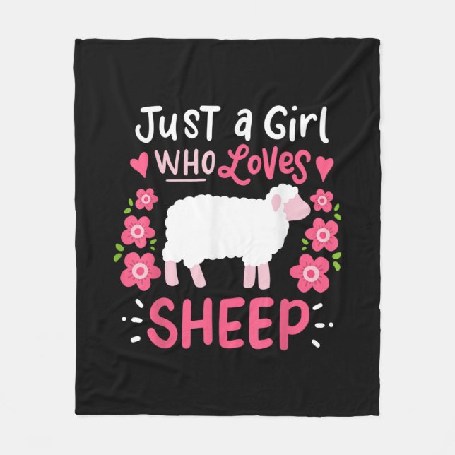 Pink Sheep Just A Girl Who Loves Sheep Gift Fleecedecke (Vorderseite)