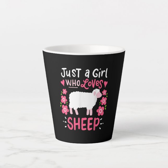 Pink Sheep Just A Girl Who Loves Sheep Gift Milchtasse (Vorderseite)