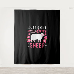 Pink Sheep Just A Girl Who Loves Sheep Gift Wandteppich