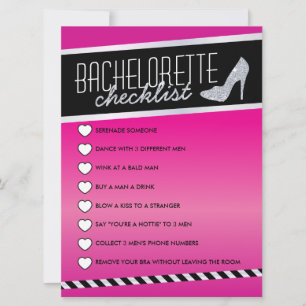 Pink Shimmer Bachelorette Checkliste Einladung