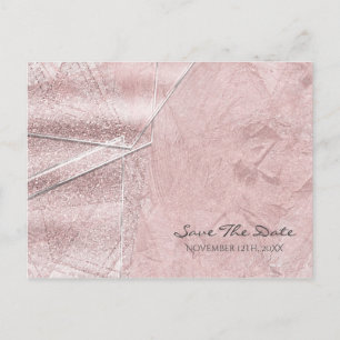 Pink Shimmer Crystal Glass Glam Save the Date Ankündigungspostkarte