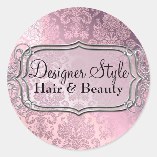 Pink Shimmer Damask Aufkleber (Vorderseite)