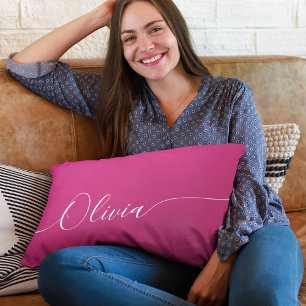 Pink Shimmer White Elegant Calligrafy Script Name Lendenkissen