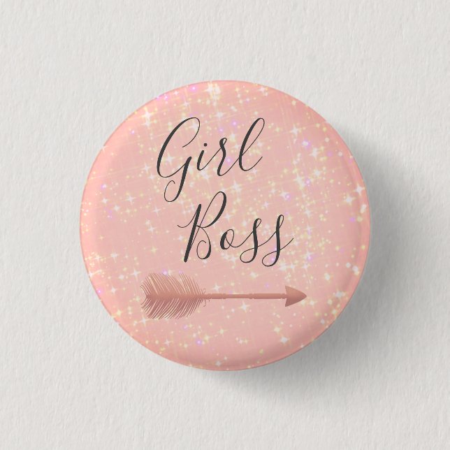 "Pink Shimmery Girl Boss Button (Vorderseite)