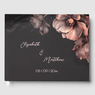 Pink Shiny Flower Black | Wedding Gästebuch