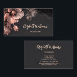 Pink Shiny Flowers Black  Visitenkarte<br><div class="desc">Elevate your professional presence with this elegant business card design. Featuring a chic black background with stunning pink metallic floral accents, this card offers a blend of sophistication and style. Whether you’re in a creative or luxury profession, this business card makes a perfect first impression. This design is ideal for...</div>