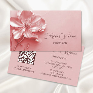Pink Shiny Metallic 3D-Blume Visitenkarte