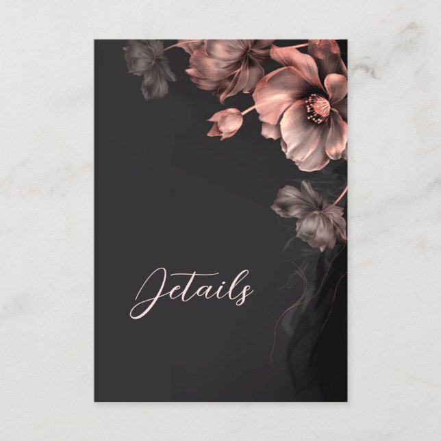 Pink Shiny Metallic Black Floral Details Begleitkarte (Vorderseite)